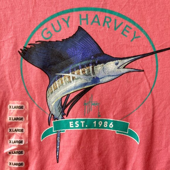 Guy Harvey Fishing T-Shirt Swordfish Womens Size XL Pink Lemonade Cayman Islands - Picture 5 of 15